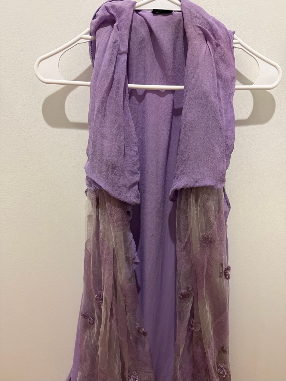 Lilac Women's Chiffon Tunic with Sheer Floral Scarf Detail Poccilini Italy
